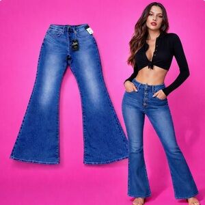 Lee Vintage Modern High Rise Flare Jeans 29x33 NWT Stretch Distressed Denim